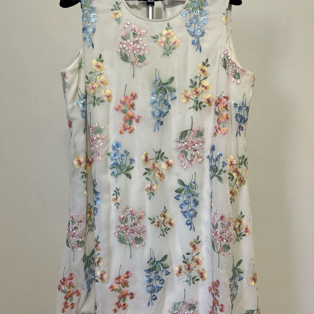 Calvin Klein Floral Embroidered Mini Dress - Multicolor